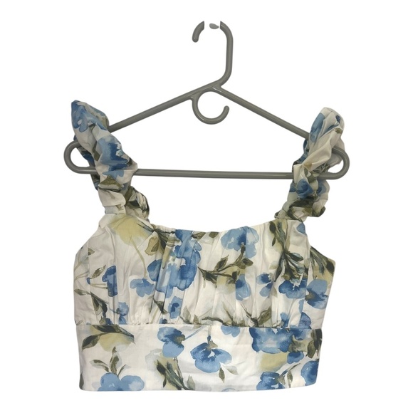 Abercrombie & Fitch NWT Floral Poplin Sleeve Crop Top M - Picture 1 of 4